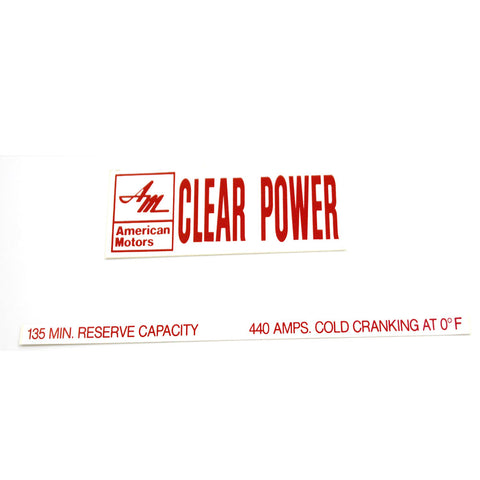 Battery Decal Set, Clear Power, 1969-70 AMC