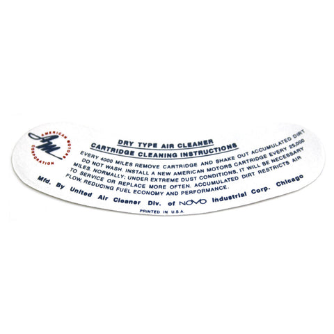 Air Cleaner Service Decal, 1964-65 Rambler American