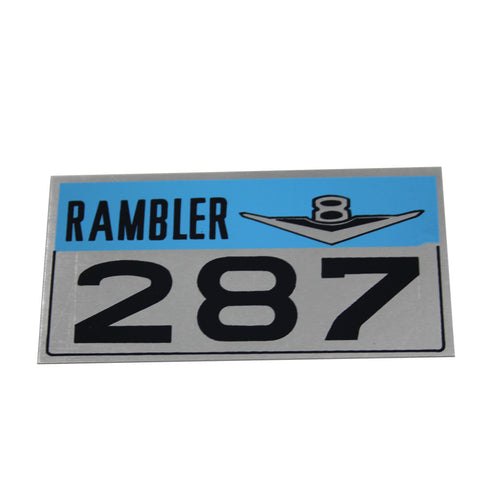 Valve Cover Decal, 1965 Rambler 287 V8