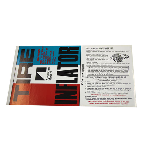 Spare Tire Inflator Decal, Space Saver, 1968-72 AMC