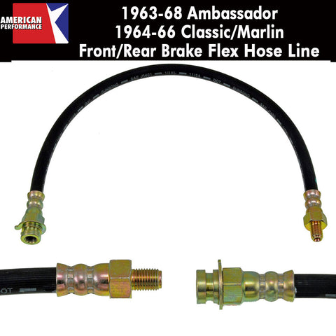 Drum Brake Hose, Front or Rear, 1963-1968 AMC / Rambler