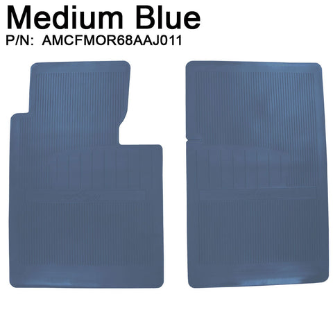 Floor Mat Set, OE Style Rubber with American Motors logo, 1968-70 AMC AMX, Javelin (18 Colors) - Drop ships in approx. 1 month