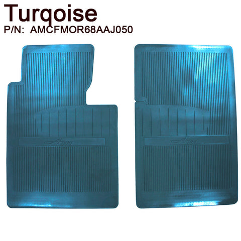 Floor Mat Set, OE Style Rubber with American Motors logo, 1968-70 AMC AMX, Javelin (18 Colors) - Drop ships in approx. 1 month