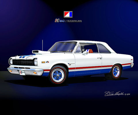 Fine Art Print, 1969 AMC Hurst S/C Rambler Scrambler, 16"x20", By Danny Whitfield (A & B Color Schemes) - Drop ships in approx. 3-4 weeks