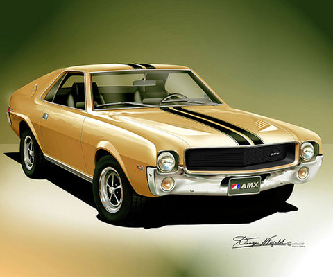 Fine Art Print, 1969 AMC AMX, 16"x20", By Danny Whitfield (11 Body Colors) - Drop ships in approx. 3-4 weeks