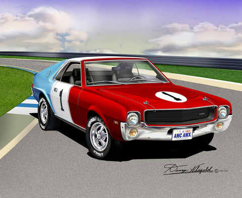 Fine Art Print, 1969 AMC AMX, 16"x20", By Danny Whitfield (11 Body Colors) - Drop ships in approx. 3-4 weeks