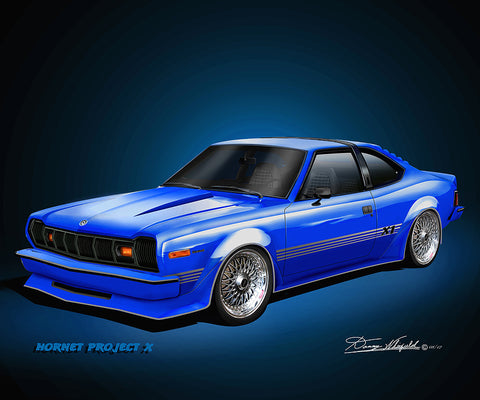 Fine Art Print, 1977 AMC Hornet AMX, 16"x20", By Danny Whitfield (9 Body Colors) - Drop ships in approx. 3-4 weeks