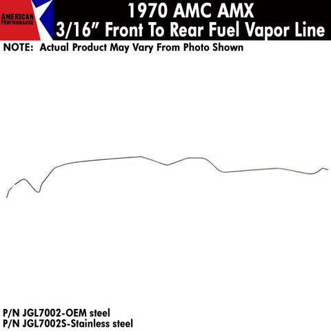 Fuel Line, 3/16" Front To Rear Return, 1970 AMC AMX (OE Steel or Stainless) - Drop ships in approx. 4-6 weeks