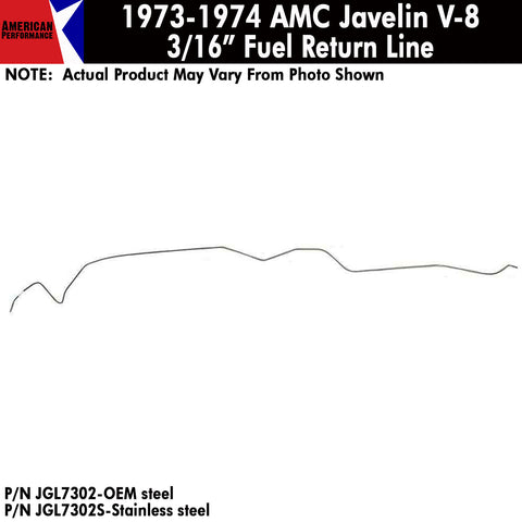 Fuel Line, 3/16" Front To Rear Return, V-8, 1973-74 AMC Javelin, Javelin AMX (OE Steel or Stainless) - Drop ships in approx. 4-6 weeks