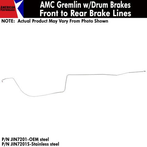 Front To Rear Brake Line, Front Drum, 1972 AMC Gremlin (OE Steel or Stainless) - AMC Lives