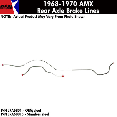 Rear Axle Brake Line, 2-Piece, 1965-66 AMC Marlin (OE Steel or Stainless) Drop ships in approx. 4-6 weeks
