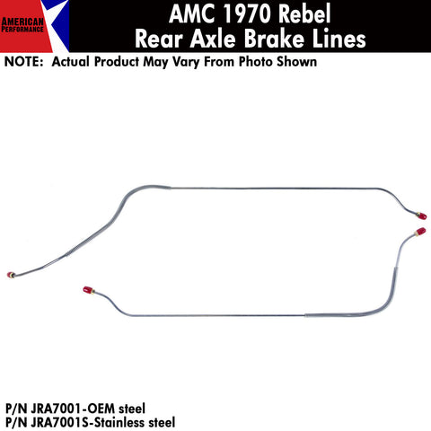 Rear Axle Brake Line, 2-Piece, 1970 AMC Rebel (OE Steel or Stainless) Drop ships in approx. 4-6 weeks