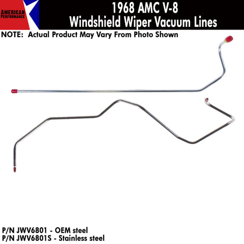 Vacuum Lines, Windshield Wiper, V-8, 1968 AMC (OE Steel or Stainless) - AMC Lives