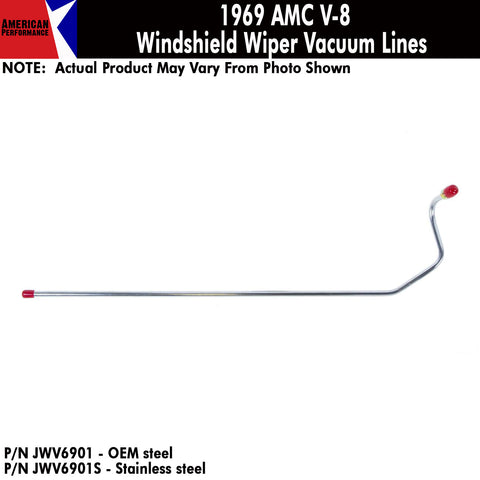 Vacuum Line, Windshield Wiper, V-8, 1969 AMC (OE Steel or Stainless) - Drop ships in approx. 4-6 weeks