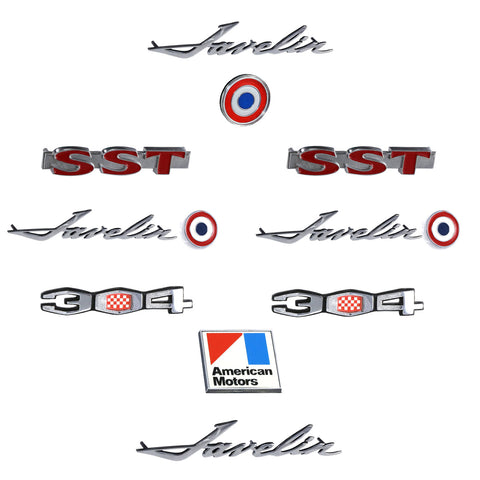 Emblem Kit, Complete Exterior, Late 1970 AMC Javelin SST 304