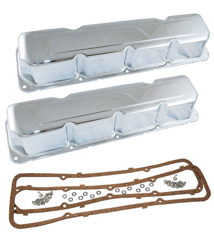 Valve Cover Kit, Chrome Steel, No Logo, 1966-91 AMC, Jeep w/V-8
