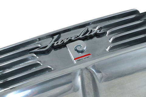 Valve Cover Kit, Pierre Cardin & Javelin Logo, Finned Polished Aluminum, 1972-73 AMC Javelin, Javelin AMX - Allow approximately 3-4 weeks for manufacturing plus shipping