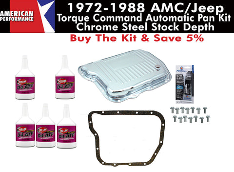 Transmission Pan Kit, 727 Torque Command, Finned Chrome Steel, 1972-88 AMC, Jeep - AMC Lives