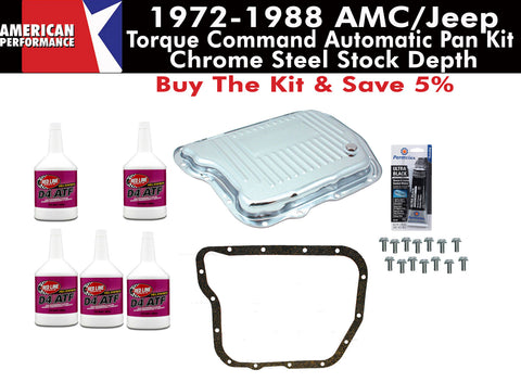 Transmission Pan Kit, 727 Torque Command, Finned Chrome Steel, 1972-88 AMC, Jeep