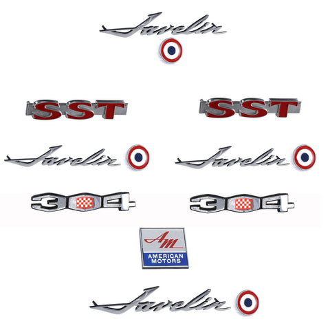 Emblem Kit, Complete Exterior, Early 1970 AMC Javelin SST 304