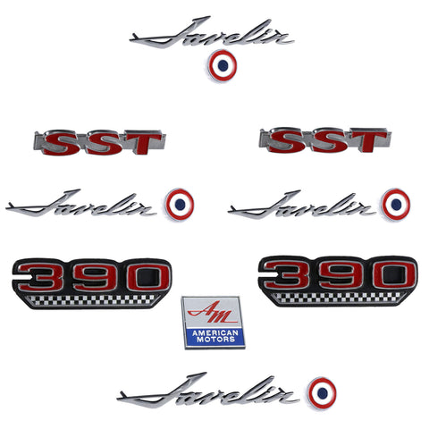 Emblem Kit, Complete Exterior, Early 1970 AMC Javelin SST 390