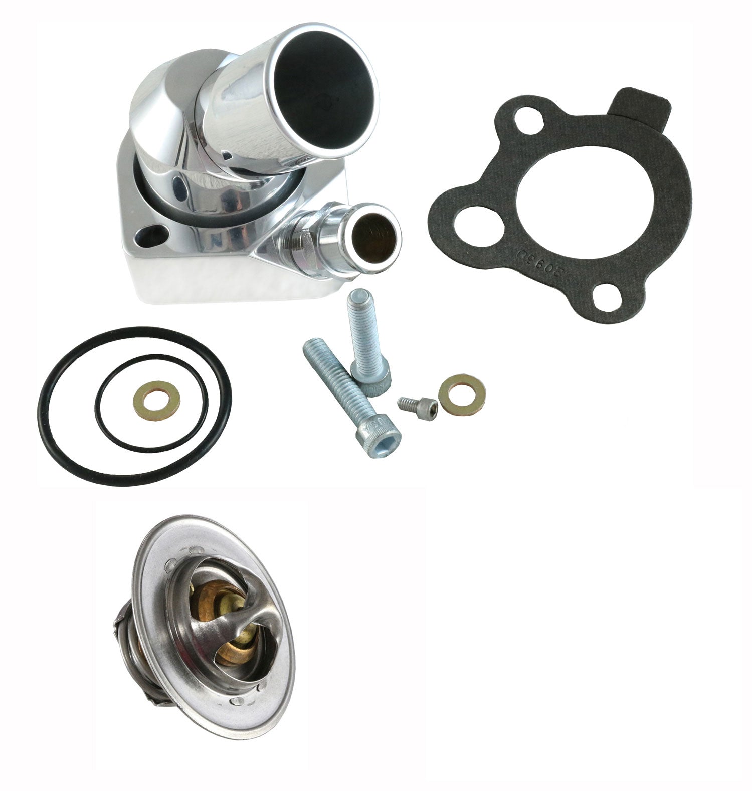Thermostat Housing Kit, Billet Aluminum, 196691 AMC V8 (Satin or Poli American Performance