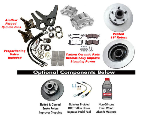 Front Disc Brake Conversion Kit, Complete w/Proportioning Valve & Carbon Certamic Low Dust Pads, 1958-88 AMC, Rambler (See Applications), Ships in approx. 2-3 weeks