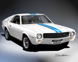 Fine Art Print, 1969 AMC AMX, 16"x20", By Danny Whitfield (11 Body Colors) - Drop ships in approx. 3-4 weeks