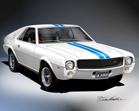 Fine Art Print, 1969 AMC AMX, 16"x20", By Danny Whitfield (11 Body Colors) - Drop ships in approx. 3-4 weeks