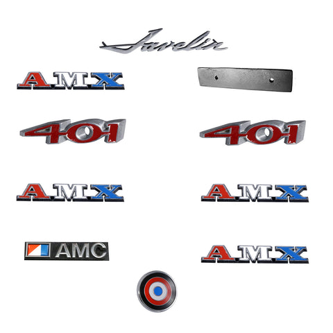Emblem Kit, Complete Exterior, 1973 AMC Javelin AMX 401 - AMC Lives