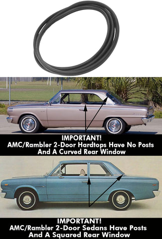 Window Seal, Rear With Trim Groove, 2-Door Hardtop Only (Will Not Fit Sedans w/Squared Rear Window), 1964-68 AMC Rambler American - AMC Lives