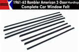 Window Felt/Beltline Weatherstrip Kit, 1961-63 Rambler American, 2-Door Hardtop