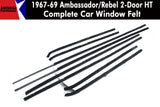 Window Felt/Beltline Weatherstrip Kit, 1967-69 AMC Ambassador, Rebel, 2-Door Hardtop