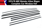Window Felt/Beltline Weatherstrip Kit, 1974-78 AMC Matador, 4-Door Wagon