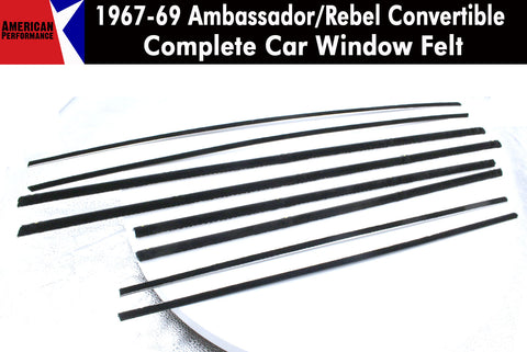 Window Felt/Beltline Weatherstrip Kit, 1967-69 AMC Ambassador, Rebel, Convertible 2-Door