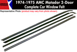 Window Felt/Beltline Weatherstrip Kit, 1974-75 AMC Matador, 2-Door Sedan