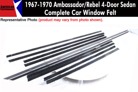 Window Felt/Beltline Weatherstrip Kit, 1967-70 AMC Ambassador, Rebel, 4-Door - AMC Lives