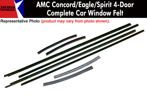 Window Felt/Beltline Weatherstrip Kit, 1978-88 AMC Concord, Eagle, Spirit, 4-Door Sedan & Wagon