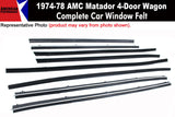 Window Felt/Beltline Weatherstrip Kit, 1974-78 AMC Matador, 4-Door Sedan
