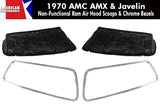 Fiberglass Hood Scoop Kit w/Chrome Bezels, Non-Functional Ram Air, 1970 AMC Javelin, AMX