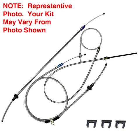 Emergency Parking Brake Cable Master Kit, Stainless, 3-Piece Set w/Clips, 1981-83 Concord, 1980-88 Eagle, 1980-83 Spirit