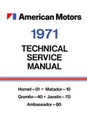 Technical Service Manual, Factory Authorized Reproduction, 1971 AMC - Drop ships in approximately 1-2 weeks