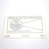 Voltage Regulator Decal, 1958-69 AMC, Rambler