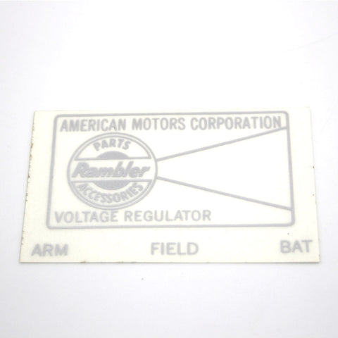 Voltage Regulator Decal, 1958-69 AMC, Rambler - AMC Lives
