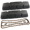 Valve Cover Kit, Javelin, Finned Black Wrinkle Aluminum, 1968-74 AMC Javelin, Javelin AMX w/V-8 - American Performance Products, Inc.