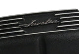 Valve Cover Kit, Javelin Logo, Finned Black Wrinkle Aluminum, 1968-74 AMC Javelin, Javelin AMX