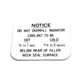 Cooling System Warning Decal, 1963-66 Rambler