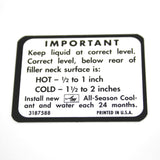 Cooling System Warning Decal, 1968-E70 AMC