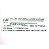 Emission Decal, V-8 Automatic, 1968-69 AMC