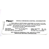 Emission Decal, 258 6-Cylinder Automatic Transmission, Except California, 1971 AMC